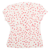 DKNY Womens Printed Top Pink V-Neck Spotted XL