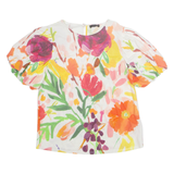 PHASE EIGHT Womens Printed Top Orange Puff Sleeve Floral L