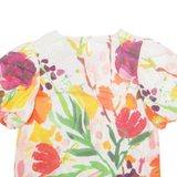 PHASE EIGHT Womens Printed Top Orange Puff Sleeve Floral L