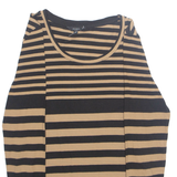 HOBBS Womens Printed Top Brown Long Sleeve Striped M