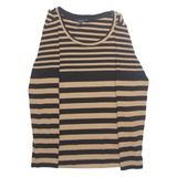 HOBBS Womens Printed Top Brown Long Sleeve Striped M