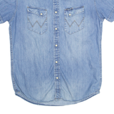 WRANGLER Slim Fit Denim Look Mens Plain Shirt Blue S