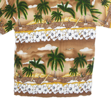 Mens Hawaiian Shirt Brown Floral M