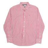 HILFIGER DENIM Mens Shirt Red Pinstripe Long Sleeve L