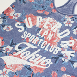 SUPERDRY Floral Womens Vest Blue Sleeveless XS