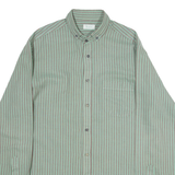 Mens Shirt Green Striped Long Sleeve M