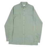 Mens Shirt Green Striped Long Sleeve M