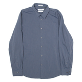 CALVIN KLEIN Slim Fit Mens Shirt Blue Striped Long Sleeve L