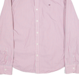 HILFIGER DENIM Slim Fit Mens Shirt Pink Striped Long Sleeve XL