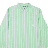 CHAPS Mens Shirt Green Striped Long Sleeve L