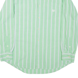 CHAPS Mens Shirt Green Striped Long Sleeve L