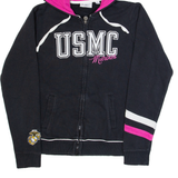 CHAMPION USMC Marines Womens Black Hoodie Full Zip USA S