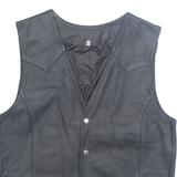 Mens Waistcoat Black Faux Leather S