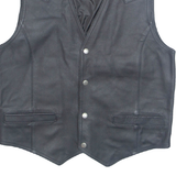 Mens Waistcoat Black Faux Leather S