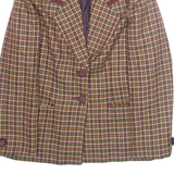 WEINBERG Womens Blazer Jacket Brown Wool Plaid M