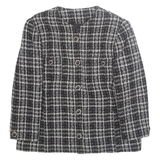 Womens Blazer Jacket White Wool Plaid M