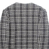 Womens Blazer Jacket White Wool Plaid M