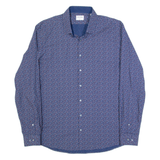 CALVIN KLEIN Slim Fit Mens Shirt Blue Spotted Long Sleeve XL