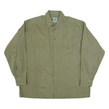 BARBADOS Mens Plain Shirt Green Long Sleeve XL