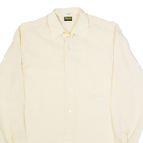 RESISTO Mens Plain Shirt Beige 90s Long Sleeve M