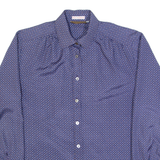 BRUESTLE Womens Shirt Blue 90s Spotted Long Sleeve M