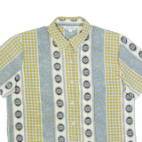 WING MING Womens Shirt Blue Crazy Pattern M