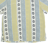 WING MING Womens Shirt Blue Crazy Pattern M