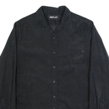 REPLAY Mens Corduroy Shirt Black Long Sleeve M