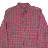 SHERPA Mens Shirt Maroon Check Long Sleeve L