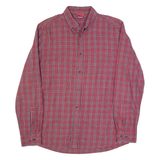 SHERPA Mens Shirt Maroon Check Long Sleeve L