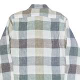 PIERRE CARDIN Mens Shirt Blue Linen Check Long Sleeve M