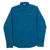 SHERPA Mens Plain Shirt Blue Long Sleeve S