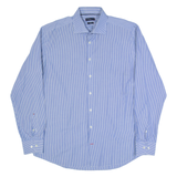 TOMMY HILFIGER Fitted Mens Shirt Blue Striped Long Sleeve L
