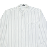 HAPPY LIFE Mens Shirt White Striped Long Sleeve L
