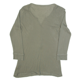 WHISTLES Womens Top Green V-Neck 3/4 Sleeve UK 10