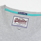 SUPERDRY Mens Jumper Grey V-Neck Tight Knit 2XL