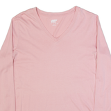 LANDS END Womens T-Shirt Pink Long Sleeve V-Neck S
