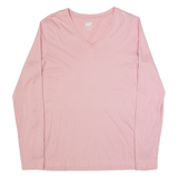 LANDS END Womens T-Shirt Pink Long Sleeve V-Neck S