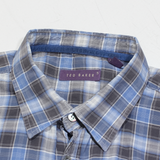 TED BAKER Mens Shirt Blue Check Long Sleeve L