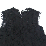 ZARA TRAFALUC Womens Smock Top Black Sleeveless XS