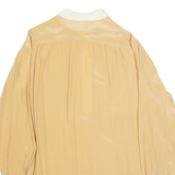 M ELGE 4 Womens Shirt Beige Collared Long Sleeve Silk L