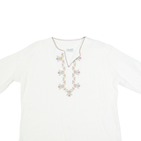 ZEHRIA Womens Top White V-Neck XL