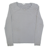 REISS Bowen Womens Printed Top Black Long Sleeve Spotted L