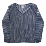 HUGO BOSS Womens Top Blue V-Neck Long Sleeve Striped L
