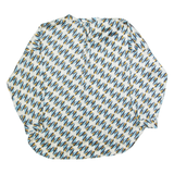 ZARA WOMAN Womens Printed Blouse Cream Long Sleeve Crazy Pattern M