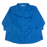 LEE RIDERS Womens Oversized Shirt Blue Collared 3/4 Sleeve 3XL