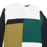 ZARA WOMAN Womens Printed Top White Long Sleeve Colourblock S