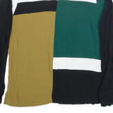 ZARA WOMAN Womens Printed Top White Long Sleeve Colourblock S