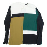 ZARA WOMAN Womens Printed Top White Long Sleeve Colourblock S