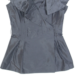 TED BAKER Womens Top Black V-Neck Silk XS